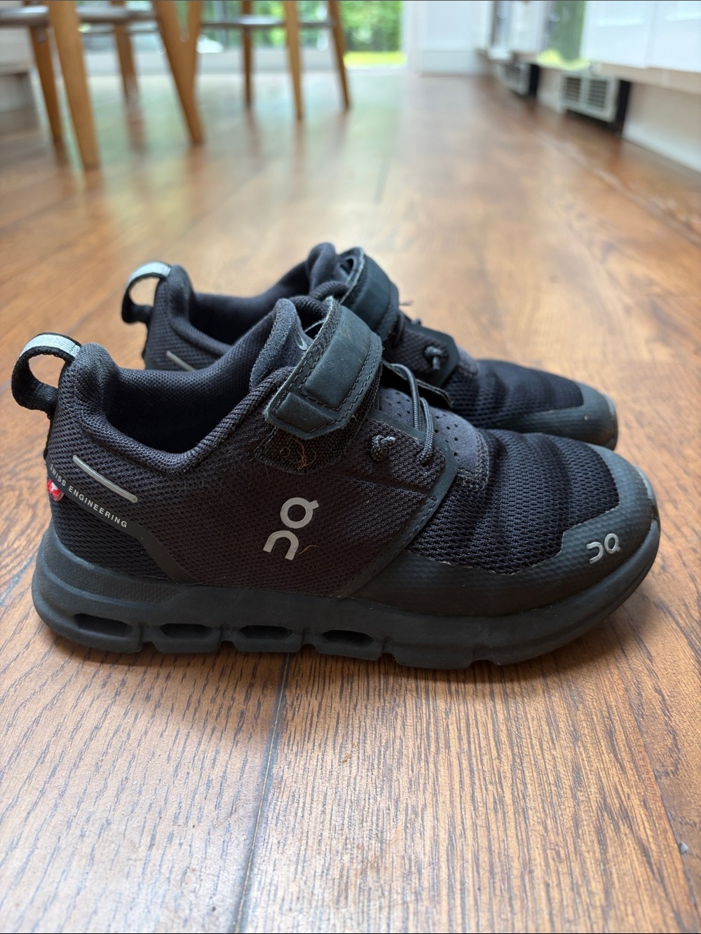 On Running Kids Black Cloud Sneaker with Hook-and-Loop Strap